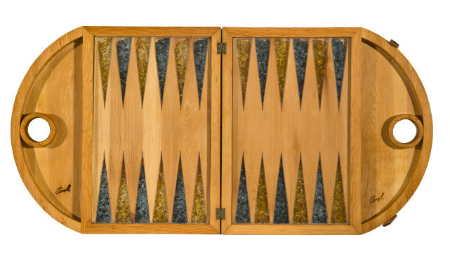 Grande scatola in legno di pino per il gioco del Backgammon